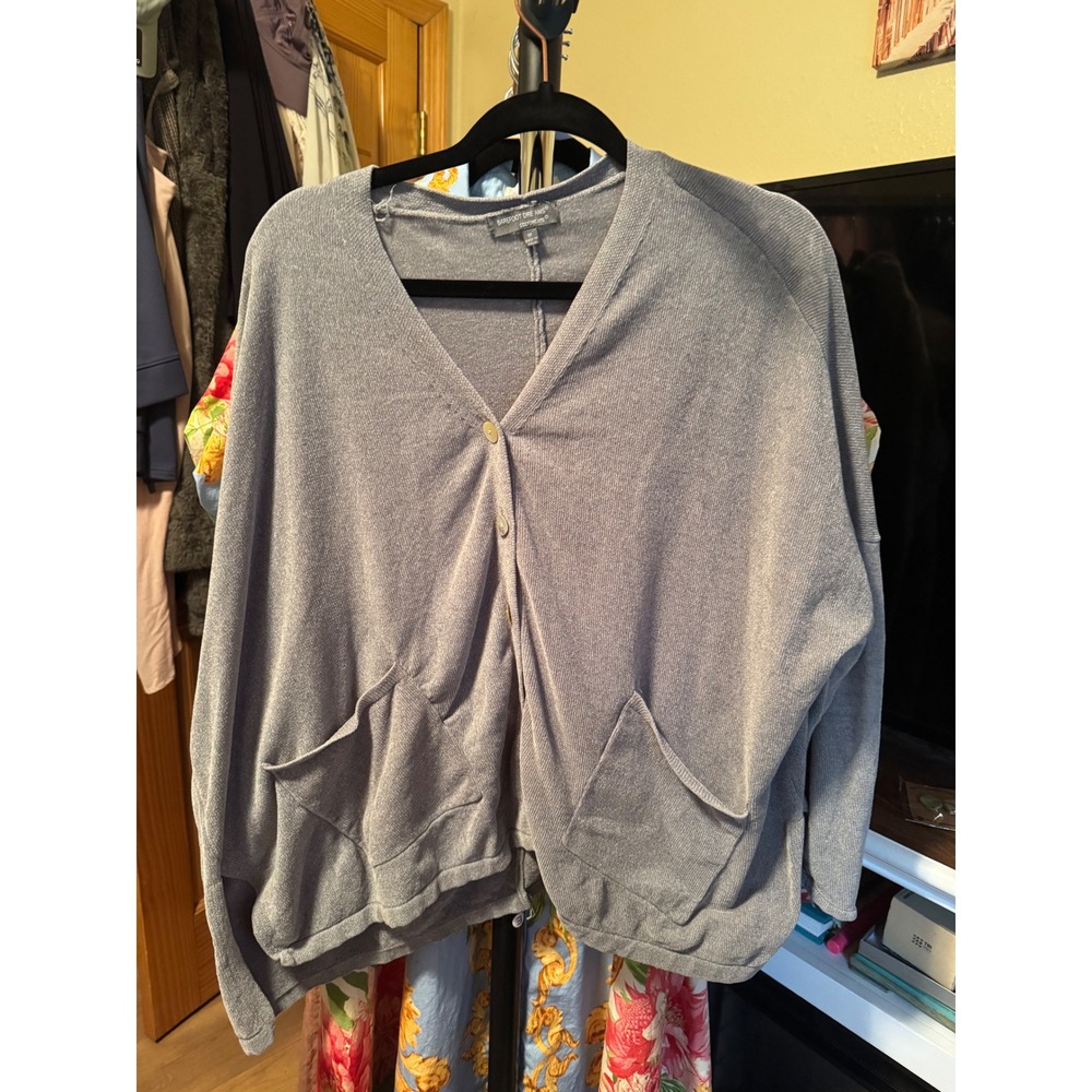 Barefoot Dreams CozyChic Lite Grey Button Front Cardigan Sweater Women Medium